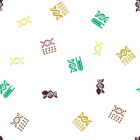 Genetics Seamless repeatable pattern. Style is flat vector symbols on a white background.のイラスト素材