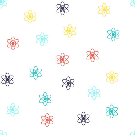 Atom Seamless repeatable pattern. Style is flat vector symbols on a white background.の写真素材