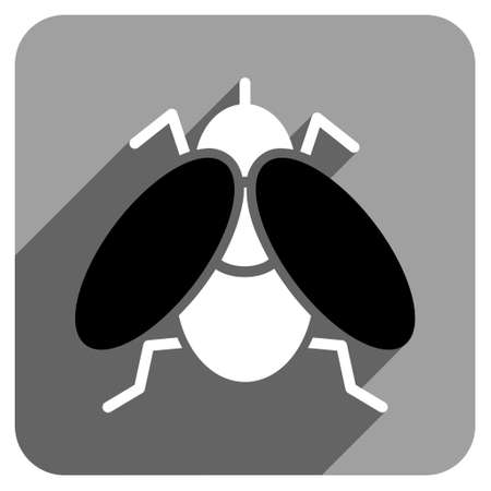 Fly long shadow vector icon. Style is a flat fly iconic symbol on a gray square background.のイラスト素材