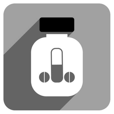 Male Medicine long shadow vector icon. Style is a flat male medicine iconic symbol on a gray square background.のイラスト素材