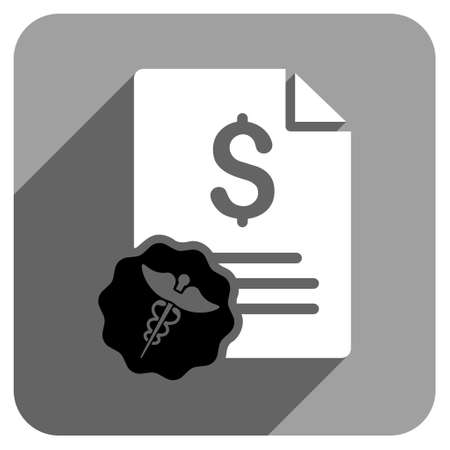 Medical Prices long shadow vector icon. Style is a flat medical prices iconic symbol on a gray square background.のイラスト素材