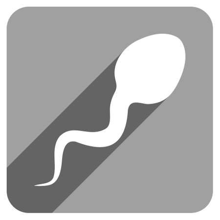 Spermatozoon long shadow vector icon. Style is a flat spermatozoon iconic symbol on a gray square background.のイラスト素材
