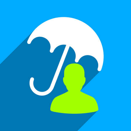 Patient Umbrella Care long shadow vector icon. Style is a flat patient umbrella care iconic symbol on a blue square background.のイラスト素材
