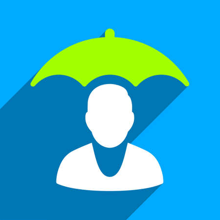 Personal Insurance Protection long shadow vector icon. Style is a flat personal insurance protection iconic symbol on a blue square background.のイラスト素材