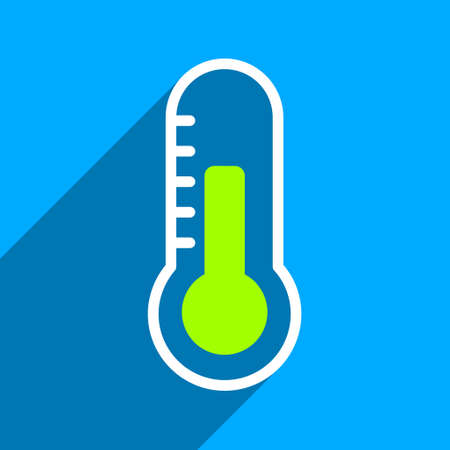 Temperature long shadow vector icon. Style is a flat temperature iconic symbol on a blue square background.のイラスト素材