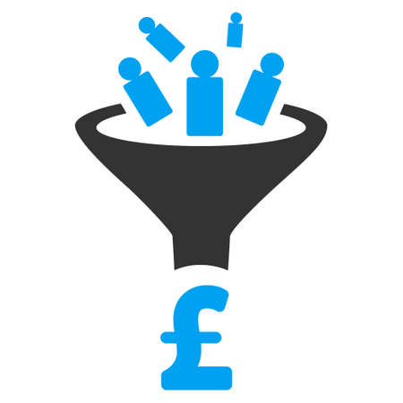 Pound Sales Funnel vector icon. Pound Sales Funnel icon symbol. Pound Sales Funnel icon image. Pound Sales Funnel icon picture. Pound Sales Funnel pictogram. Flat pound sales funnel icon.のイラスト素材