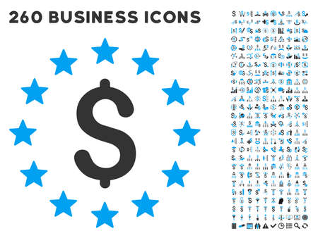 Dollar Stars icon within 260 vector business pictogram set. Style is bicolor flat symbols, light blue and gray colors, white background.のイラスト素材