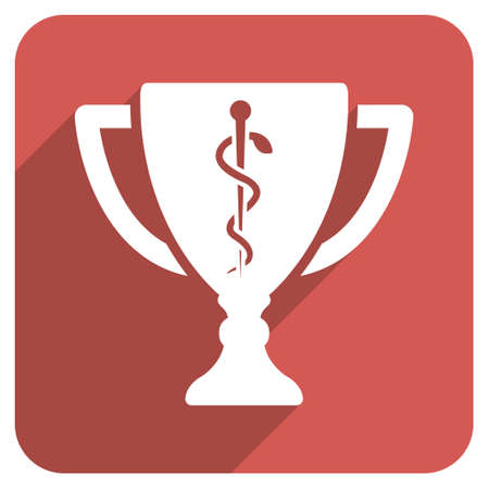 Medical Cup long shadow vector icon. Style is a flat symbol on a red rounded square button.のイラスト素材