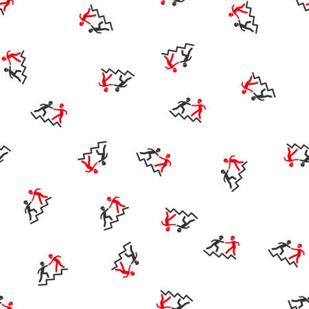 Builder Business Help vector seamless repeatable pattern. Style is flat red and dark gray Builder business help symbols on a white background.のイラスト素材