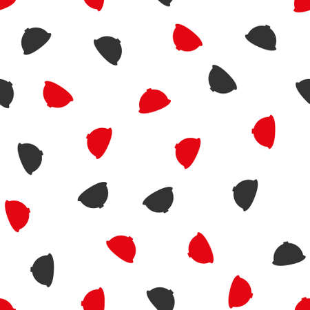 Builder Helmet vector seamless repeatable pattern. Style is flat red and dark gray builder helmet symbols on a white background.のイラスト素材