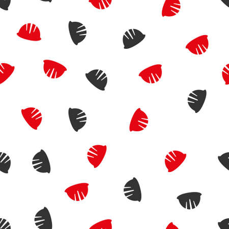 Builder Helmet vector seamless repeatable pattern. Style is flat red and dark gray builder helmet symbols on a white background.のイラスト素材