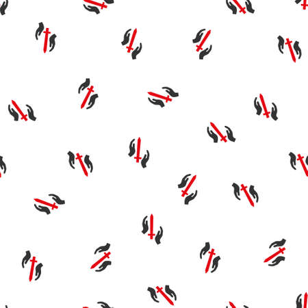 Classic Guard vector seamless repeatable pattern. Style is flat red and dark gray Classic guard symbols on a white background.のイラスト素材