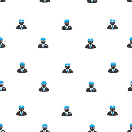 Blind Engineer raster seamless repeatable pattern. Style is flat blue and dark gray blind engineer symbols on a white background.の写真素材