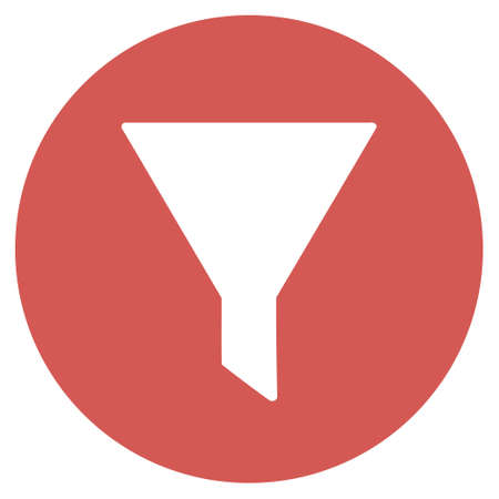 Filter glyph icon. Image style is a flat light icon symbol on a round red button. Filter symbol.の写真素材