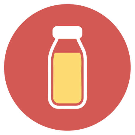 Full Bottle glyph icon. Image style is a flat light icon symbol on a round red button. Full Bottle symbol.の写真素材