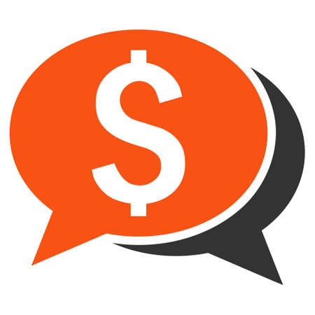Financial Chat vector icon. Style is bicolor flat symbol, orange and gray colors, white background.のイラスト素材