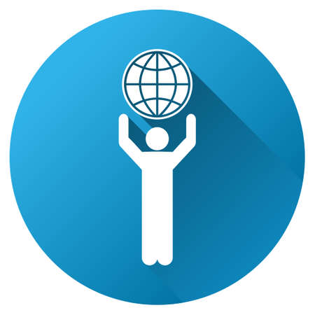 Globalist vector toolbar icon for software design. Style is a white symbol on a round blue circle with gradient shadow.のイラスト素材