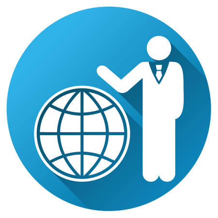 Planetary Manager vector toolbar icon for software design. Style is a white symbol on a round blue circle with gradient shadow.のイラスト素材