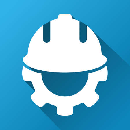 Development vector toolbar icon for software design. Style is a white symbol on a square blue background with gradient long shadow.のイラスト素材