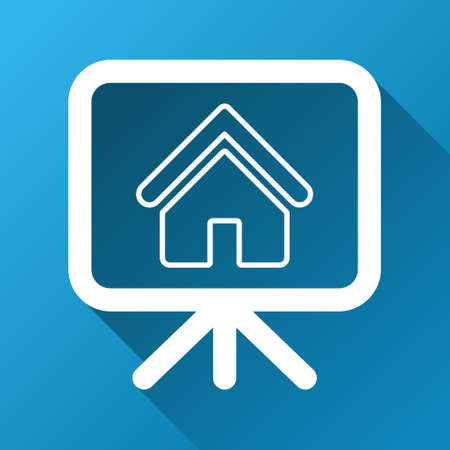 House Project vector toolbar icon for software design. Style is a white symbol on a square blue background with gradient long shadow.のイラスト素材