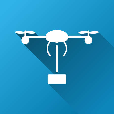 Copter Shipment raster toolbar icon for software design. Style is a white symbol on a square blue background with gradient long shadow.の写真素材