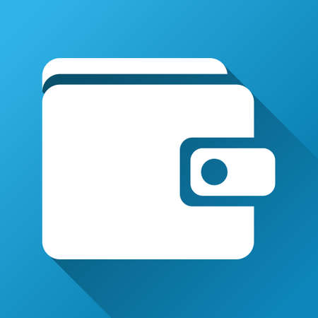 Wallet vector toolbar icon for software design. Style is a white symbol on a square blue background with gradient long shadow.のイラスト素材