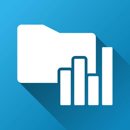Charts Folder raster toolbar icon for software design. Style is a white symbol on a square blue background with gradient long shadow.の写真素材