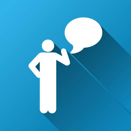 Person Idea vector toolbar icon for software design. Style is a white symbol on a square blue background with gradient long shadow.のイラスト素材