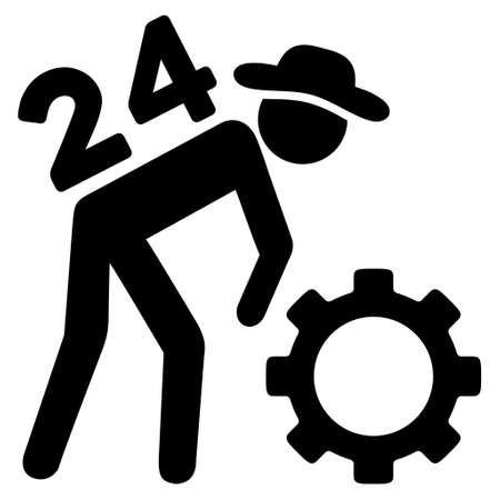 Nonstop Working Person vector icon. Style is flat icon symbol, black color, white background.のイラスト素材