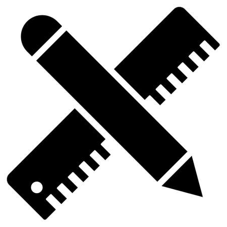 Ruler and Pencil Design System vector icon. Style is flat icon symbol, black color, white background.のイラスト素材