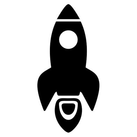Space Rocket vector icon. Style is flat icon symbol, black color, white background.のイラスト素材