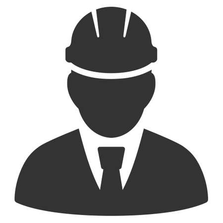 Engineer icon. Vector style is flat iconic symbol with rounded angles, gray color, white background.のイラスト素材