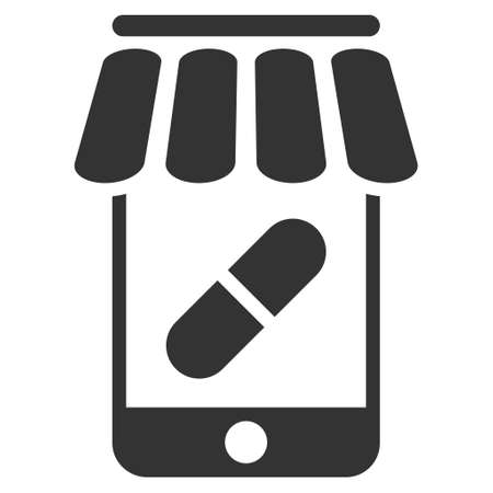Online Pharmacy icon. Vector style is flat iconic symbol with rounded angles, gray color, white background.のイラスト素材