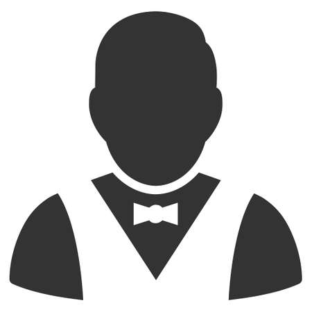 Waiter icon. Vector style is flat iconic symbol with rounded angles, gray color, white background.のイラスト素材