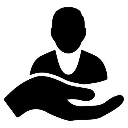 Client Care Hand icon. Vector style is flat iconic symbol with rounded angles, black color, white background.のイラスト素材
