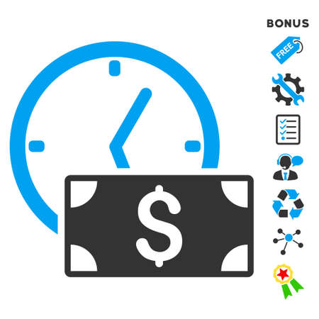 Credit icon with bonus pictograms. Vector illustration style is flat iconic bicolor symbols, blue and gray colors, white background, rounded angles.のイラスト素材