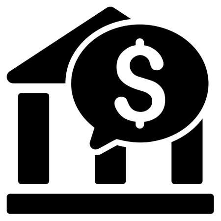 Bank Message icon. Glyph style is flat iconic symbol with rounded angles, black color, white background.の写真素材