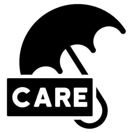 Care Umbrella icon. Glyph style is flat iconic symbol with rounded angles, black color, white background.の写真素材