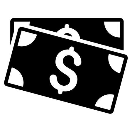 Dollar Banknotes icon. Glyph style is flat iconic symbol with rounded angles, black color, white background.の写真素材