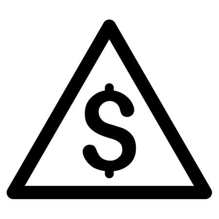 Money Warning icon. Glyph style is flat iconic symbol with rounded angles, black color, white background.の写真素材