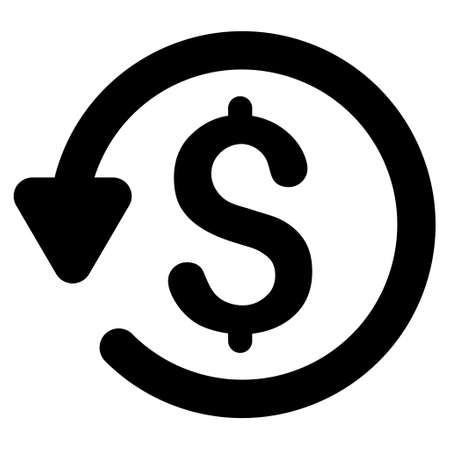 Refund icon. Glyph style is flat iconic symbol with rounded angles, black color, white background.の写真素材