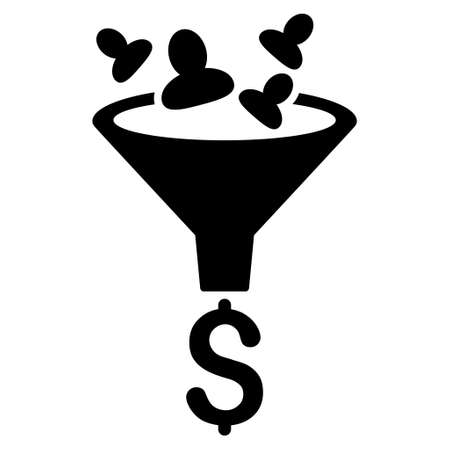 Sales Funnel icon. Glyph style is flat iconic symbol with rounded angles, black color, white background.の写真素材