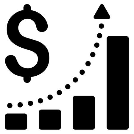 Sales Growth icon. Glyph style is flat iconic symbol with rounded angles, black color, white background.の写真素材
