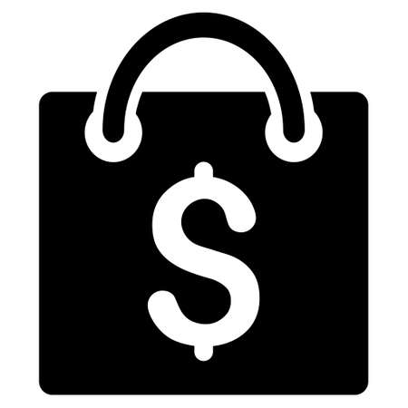 Shopping Bag icon. Glyph style is flat iconic symbol with rounded angles, black color, white background.の写真素材