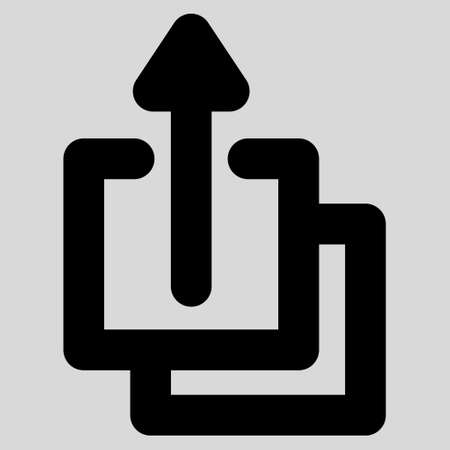 Uploads glyph icon. Style is contour flat icon symbol, black color, light gray background.の写真素材