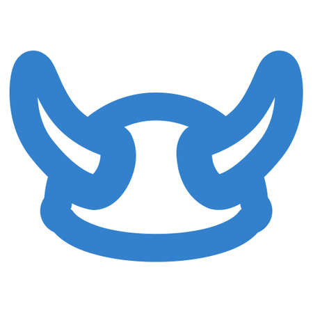 Viking Helmet glyph icon. Style is stroke flat icon symbol, cobalt color, white background.の写真素材