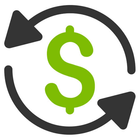 Money Turnover icon. Glyph style is bicolor flat iconic symbol with rounded angles, eco green and gray colors, white background.の写真素材