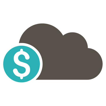 Banking Cloud icon. Glyph style is bicolor flat iconic symbol with rounded angles, grey and cyan colors, white background.の写真素材