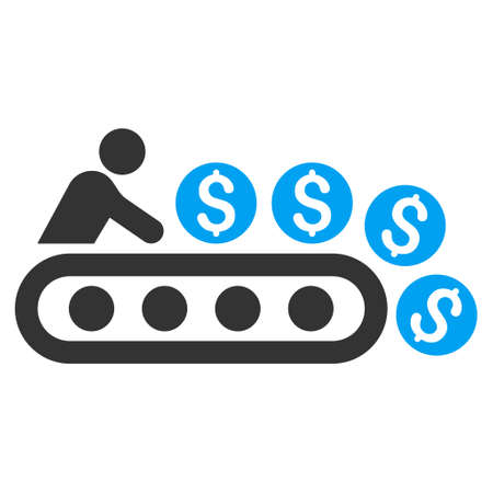 Money Production icon. Vector style is bicolor flat iconic symbol with rounded angles, blue and gray colors, white background.のイラスト素材