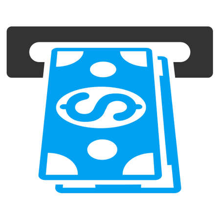 Cash Withdraw icon. Vector style is bicolor flat iconic symbol with rounded angles, blue and gray colors, white background.のイラスト素材
